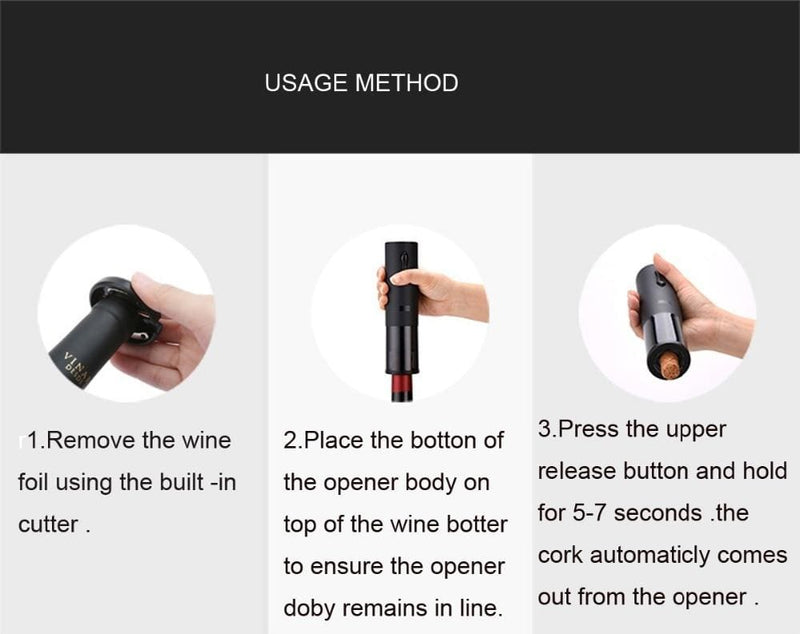 New Automatic Electric Wine Bottle Opener, USB Rechargeable With Foil Cutter Automatic Electric Wine Bottle Opener ELECTRONICS-HEAVEN 
