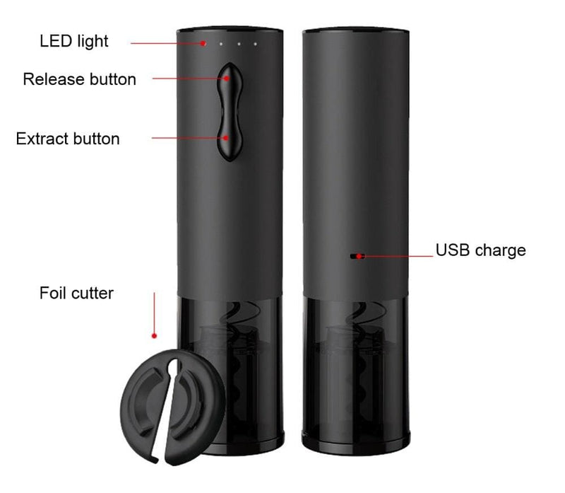 New Automatic Electric Wine Bottle Opener, USB Rechargeable With Foil Cutter Automatic Electric Wine Bottle Opener ELECTRONICS-HEAVEN 
