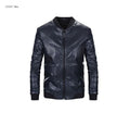 New slim leather biker men’s leather jacket - blue / x-small