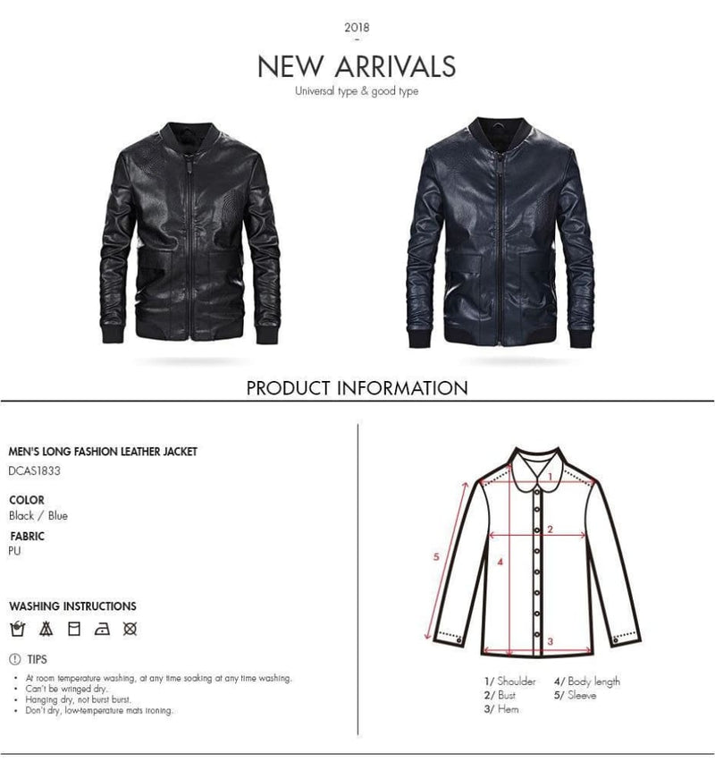 New slim leather biker men’s leather jacket