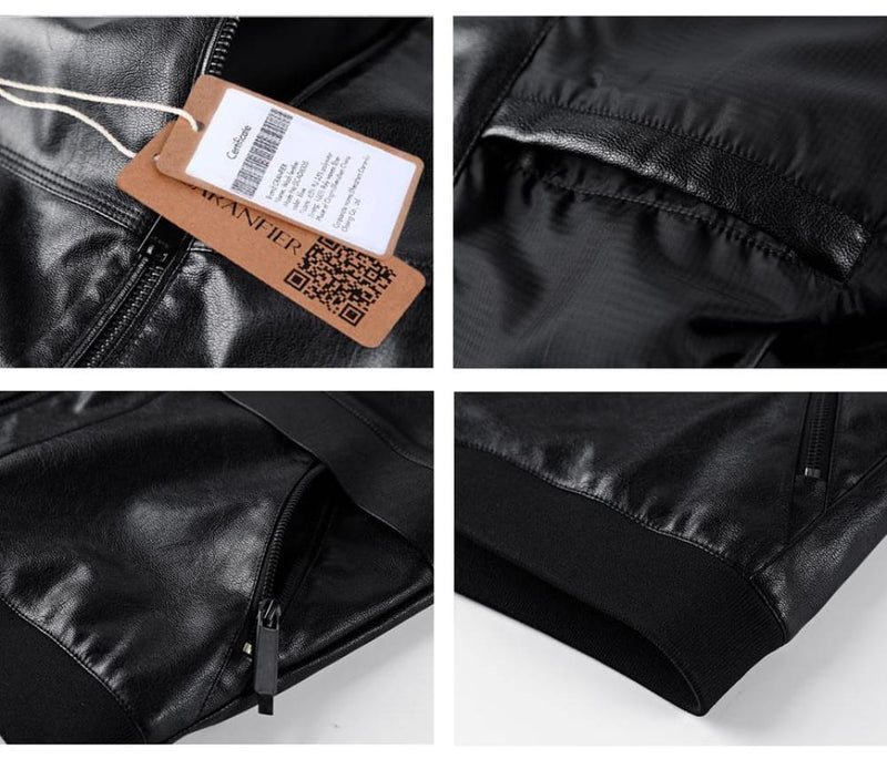 New slim leather biker men’s leather jacket