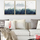Nordic forest in fog printed canvas poster