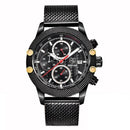 Obelisk Chronograph Stainless Steel Watch - Black Red