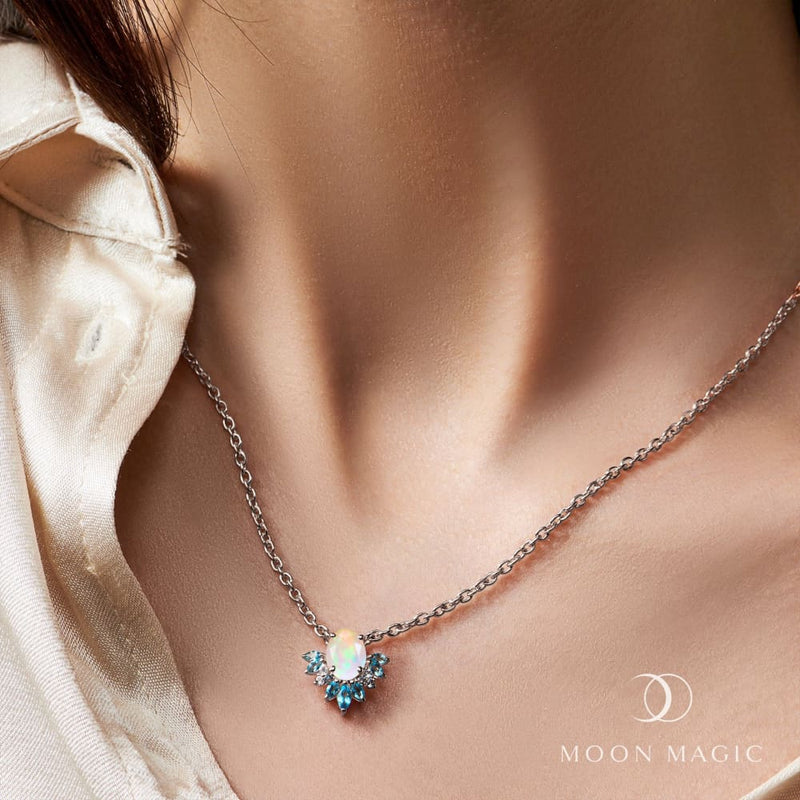 Opal blue topaz necklace - manon - opal necklace