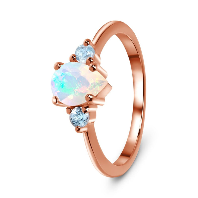 Opal blue topaz ring - lania - opal ring