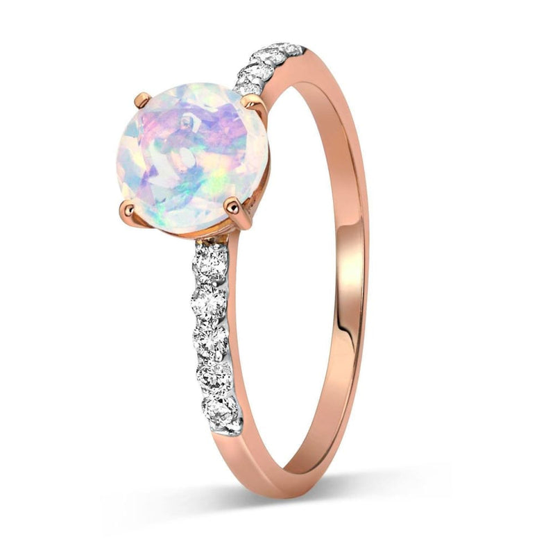 Opal diamond ring - blessing - opal engagement ring