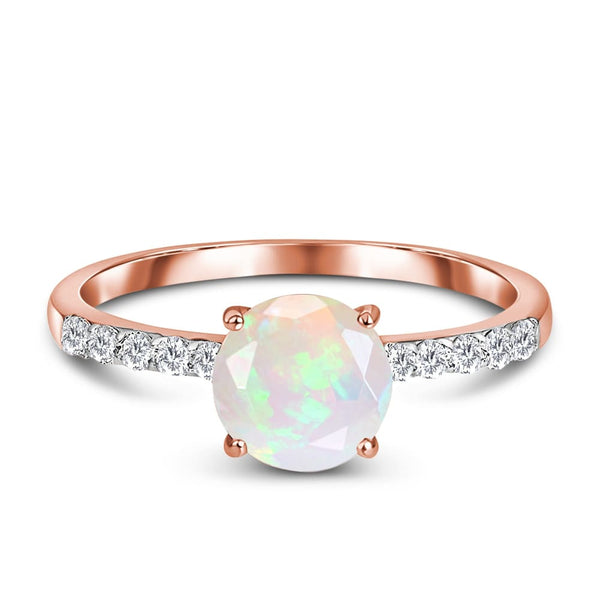 Opal diamond ring - blessing - 14kt solid rose gold / 5 - 
