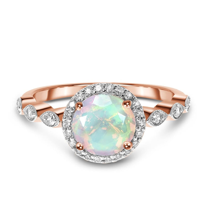 Opal diamond ring - soulmate - 14kt solid rose gold / 5 - 