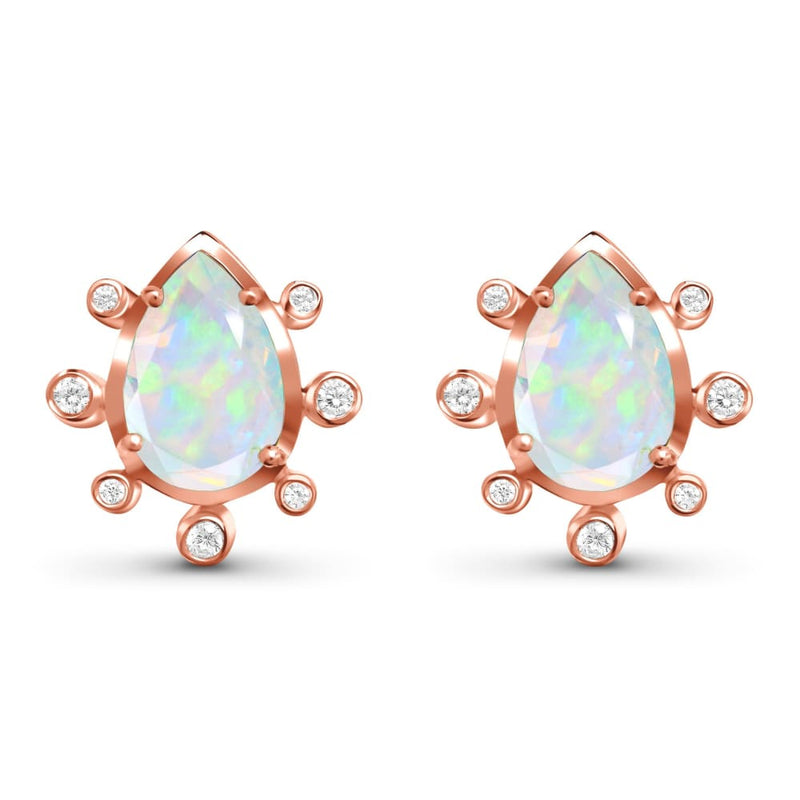 Opal earrings rise - october birthstone - 14kt rose gold 
