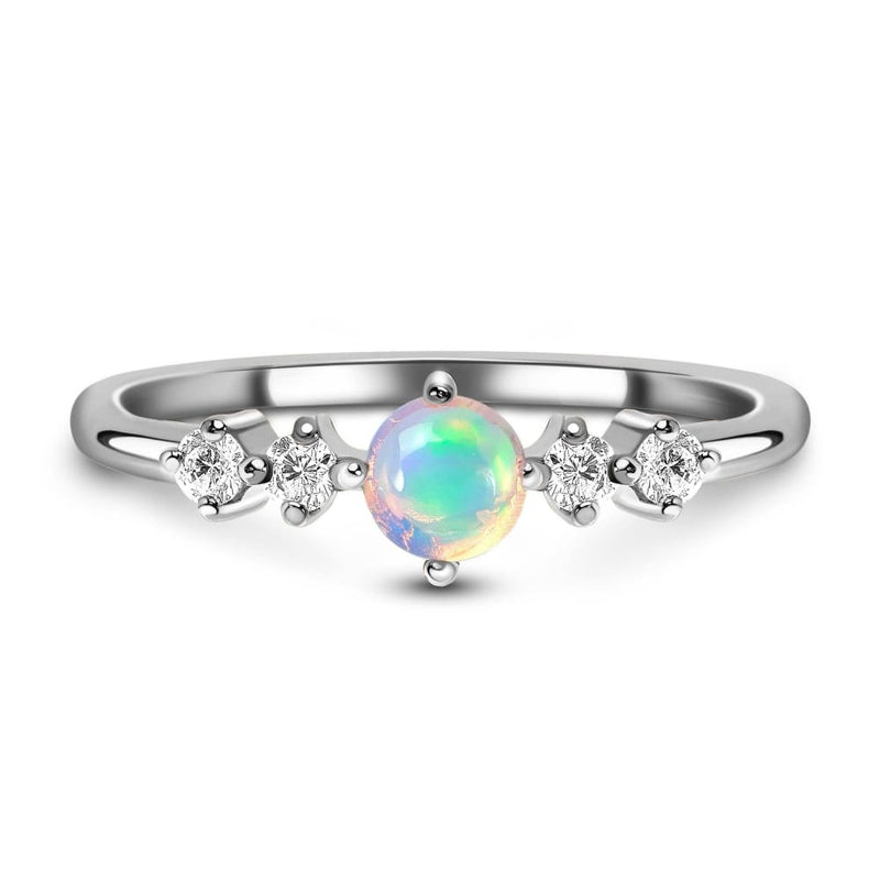 Opal ring - loveliness - 925 sterling silver / 5 - opal ring