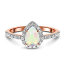 Opal ring with diamonds - tear of joy - 14kt solid rose gold