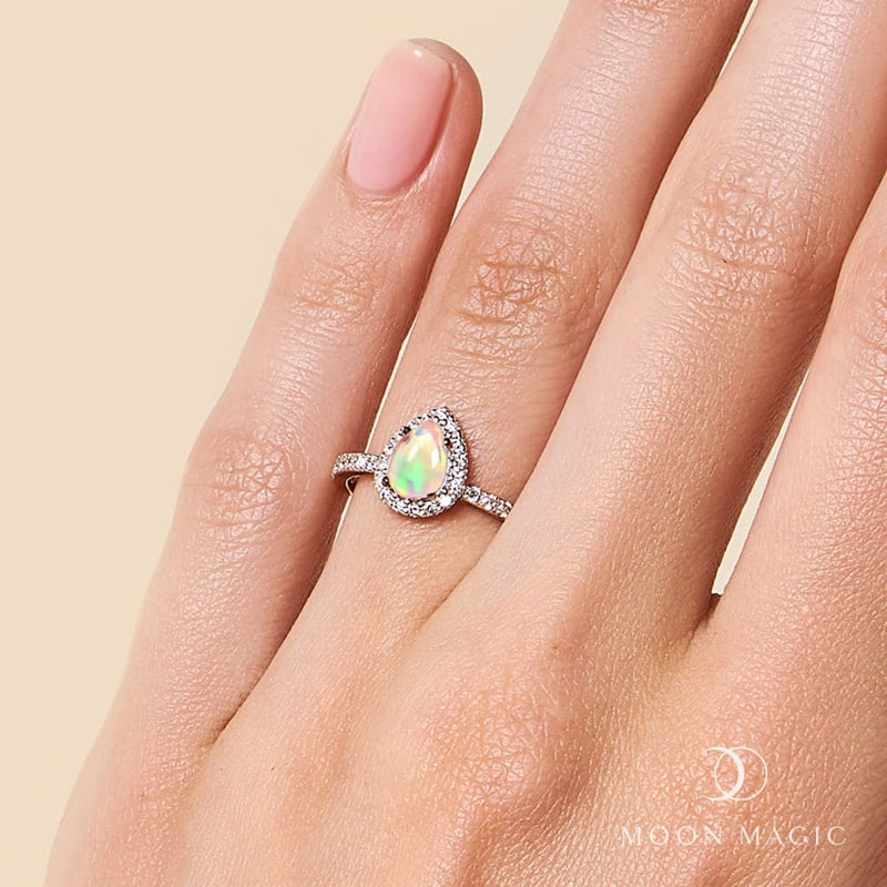 Opal ring with diamonds - tear of joy - opal engagement ring