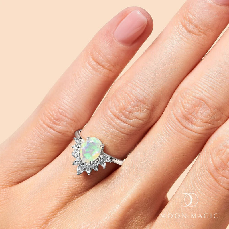 Opal white topaz ring - manon - opal ring