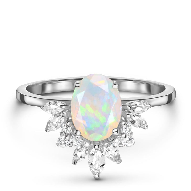 Opal white topaz ring - manon - 925 sterling silver / 5 - 