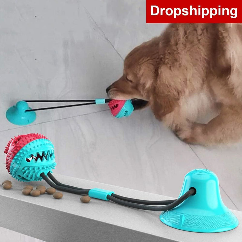 Pet dog toys silicon suction cup tug dog toy dogs push ball 