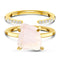 Petite rose quartz ring & twinkling band - 14kt yellow gold 