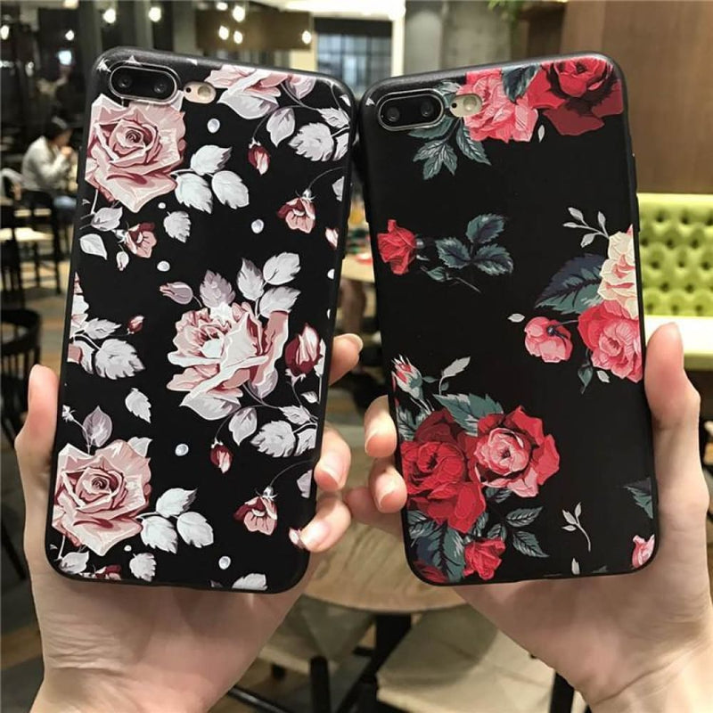 Pink white rose flower iphone case