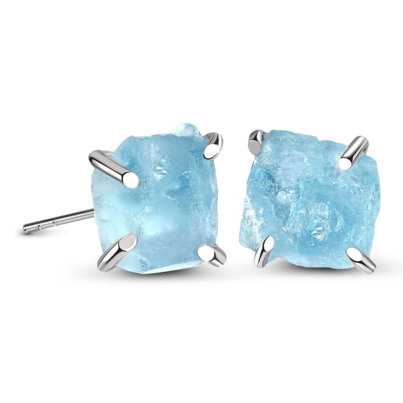 Raw crystal earrings - aquamarine - raw crystal earrings