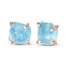 Raw crystal earrings - aquamarine - 14kt rose gold vermeil -