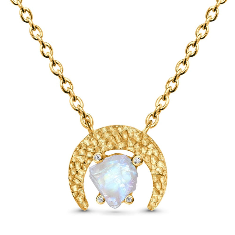 Raw crystal necklace - dreamy moonstone - 14kt yellow gold 