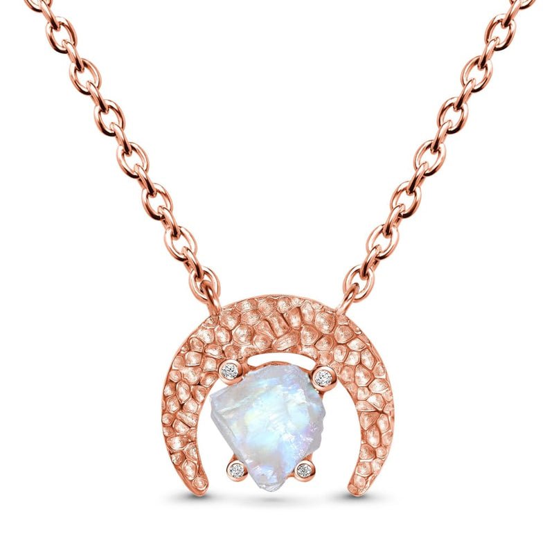 Raw crystal necklace - dreamy moonstone - 14kt rose gold 