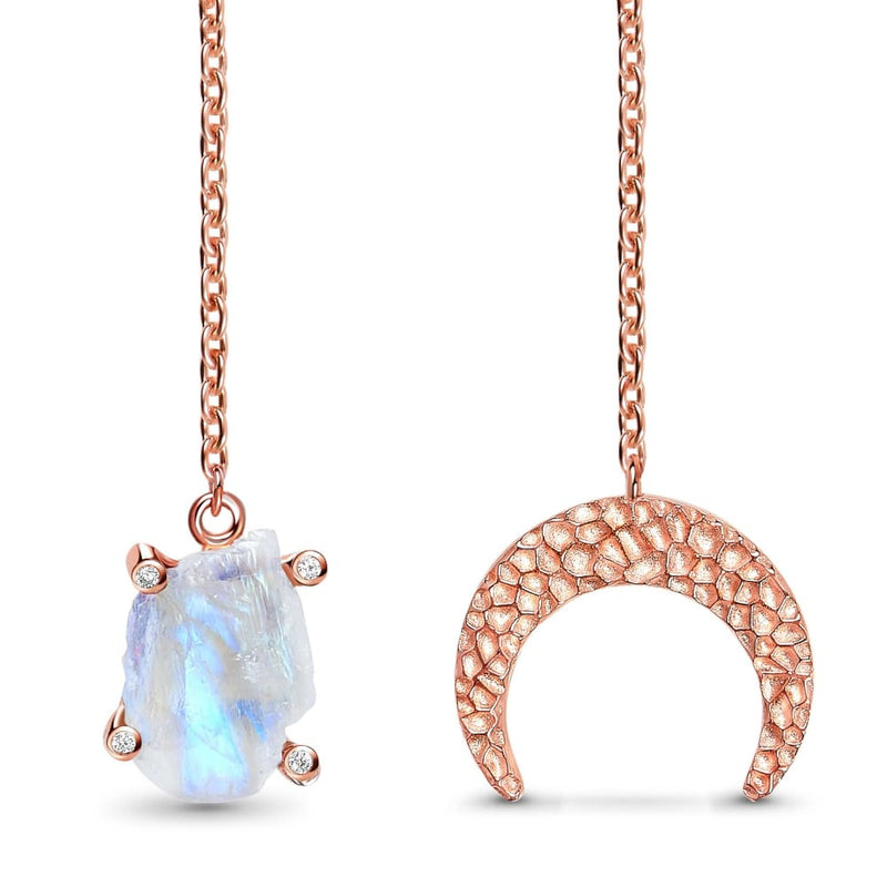 Raw crystal necklace - united moonstone - 14kt rose gold 