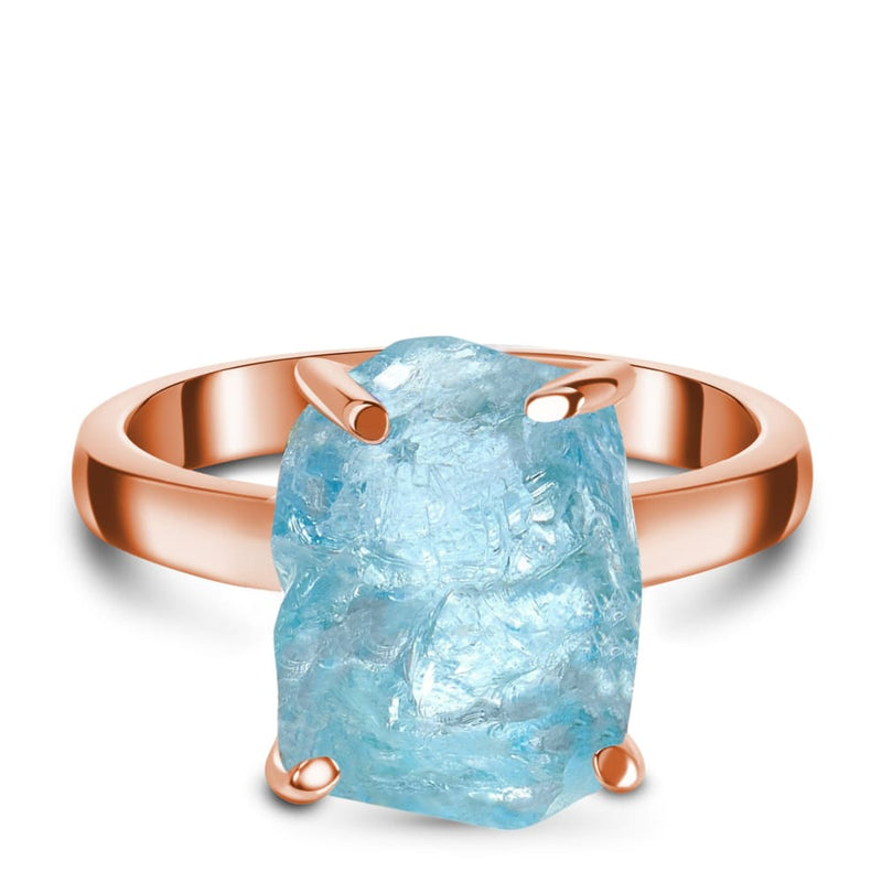 Raw crystal ring - aquamarine - 14kt rose gold vermeil / 5 -