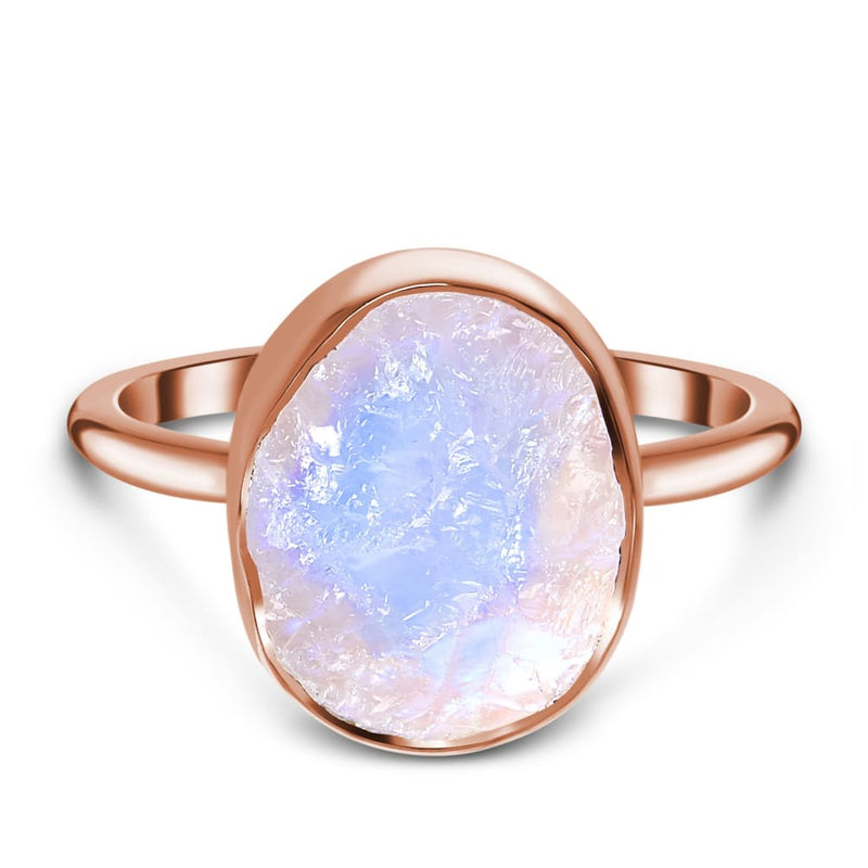 Raw crystal ring - enfolded moonstone - 14kt rose gold 