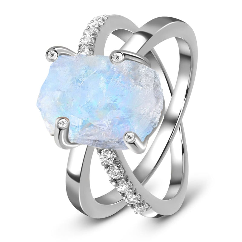 Raw crystal ring - lucid moonstone - raw crystal ring