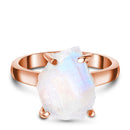 Raw crystal ring - moonstone - 14kt rose gold vermeil / 5 - 