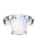 Raw crystal ring - moonstone - 925 sterling silver / 5 - raw