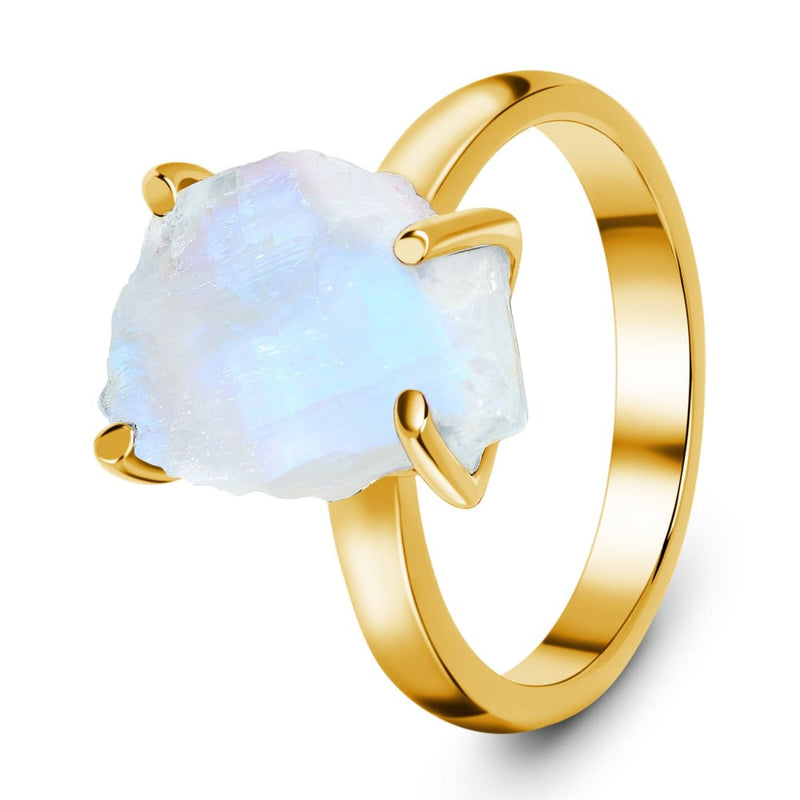 Raw crystal ring - moonstone - raw crystal ring