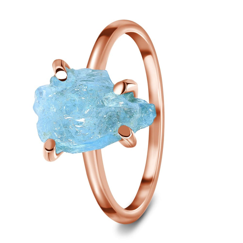 Raw crystal ring - petite aquamarine - raw crystal ring
