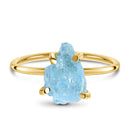 Raw crystal ring - petite aquamarine - 14kt yellow gold 