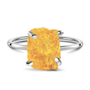 Raw crystal ring - petite citrine - 925 sterling silver / 5 