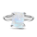 Raw crystal ring - petite moonstone - 925 sterling silver / 