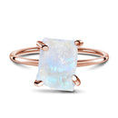 Raw crystal ring - petite moonstone - 14kt rose gold vermeil