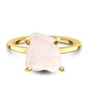 Raw crystal ring - petite rose quartz - 14kt yellow gold 