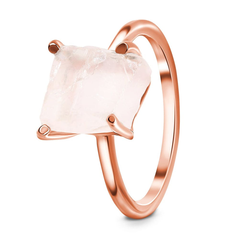 Raw crystal ring - petite rose quartz - raw crystal ring