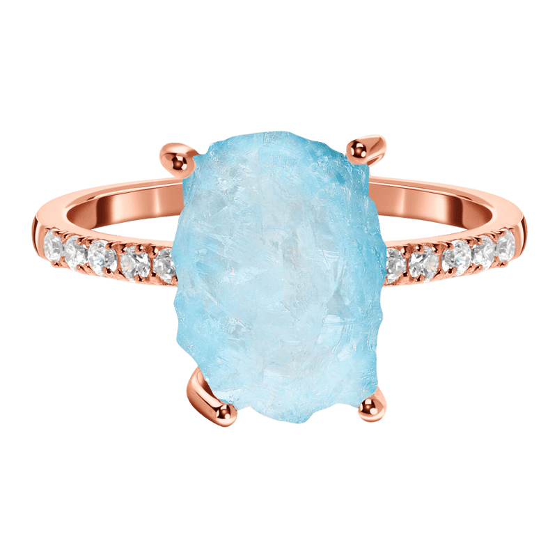 Raw crystal ring - ritzy aquamarine - raw crystal ring