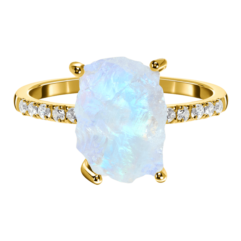 Raw crystal ring - ritzy moonstone - raw crystal ring