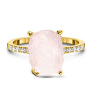Raw crystal ring - ritzy rose quartz - 14kt yellow gold 
