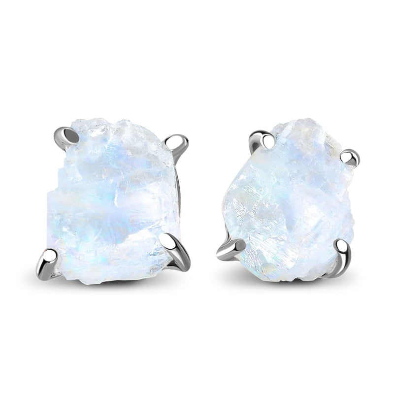 Raw crystal studs - moonstone - 925 sterling silver - raw 