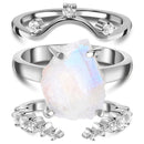 Raw moonstone ring & archer band & cascade band - 925 