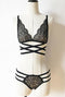 Rese - strap 2 piece lingerie - s / black - lingerie