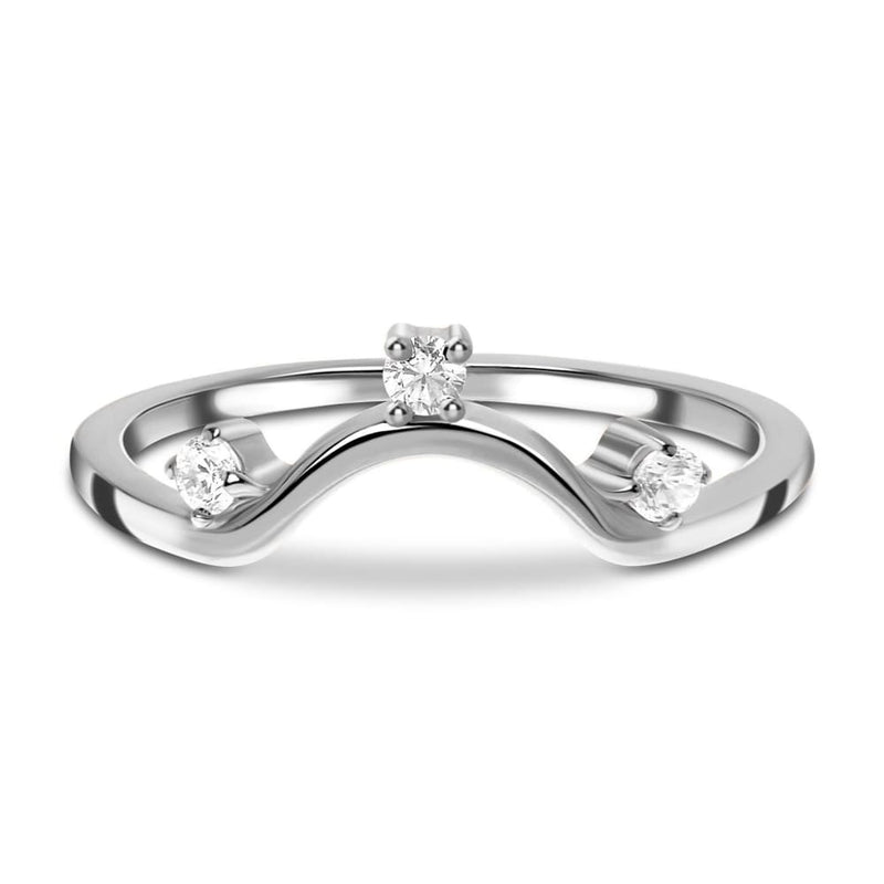 Ring - archer band - 925 sterling silver / 5 - white topaz 
