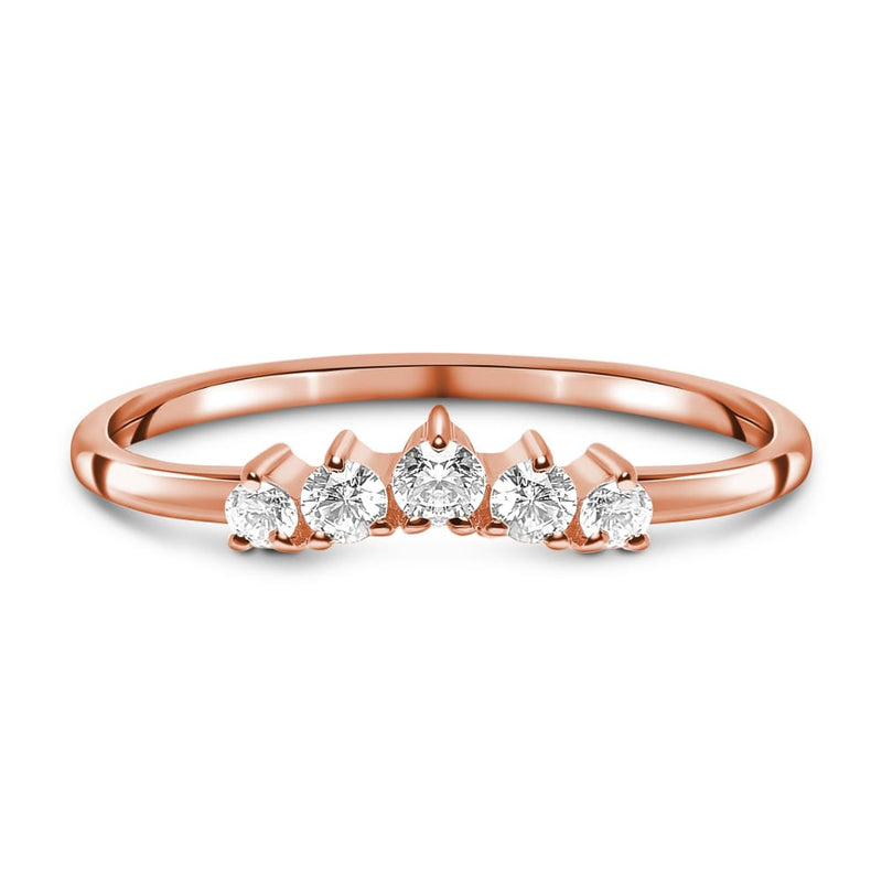 Ring - wreath band - 14kt rose gold vermeil / 5 - white 