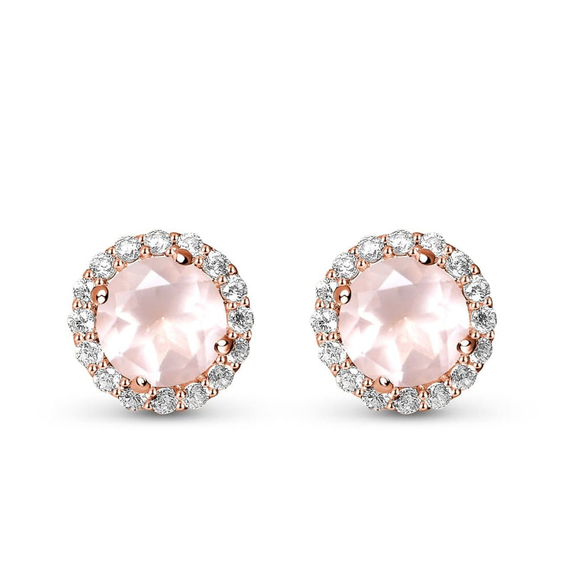 Rose quartz earrings - venus studs - 14kt rose gold vermeil 