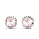 Rose quartz earrings - venus studs - 925 sterling silver - 
