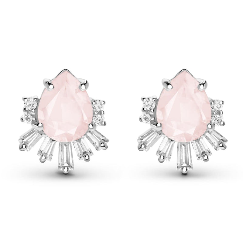 Rose quartz white topaz earrings - maxime - 925 sterling 